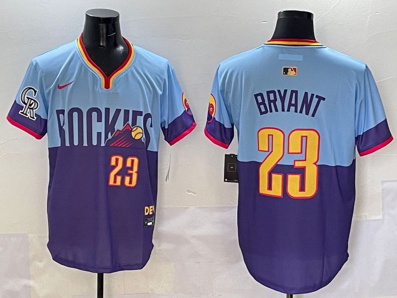 Men Colorado Rockies 23 Bryant Purple blue Joint Name 2025 Nike MLB Jersey style 3